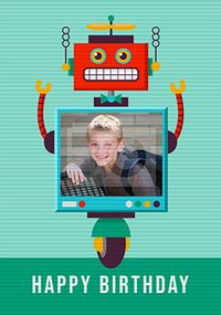 Tap to view Flip Reveal Robot Photo Birthday Card