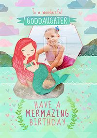 Tap to view Goddaughter Mermazing Birthday Photo Card