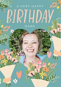 Tap to view A Very Happy Birthday Bouquet Photo Card