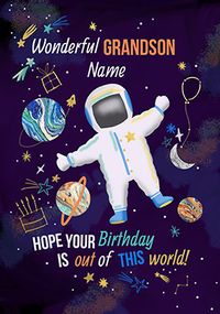 Tap to view Wonderful Grandson Astronaut Personalised Birthday Card