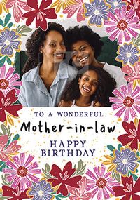 Tap to view Mother-in-Law Floral Photo Birthday Card
