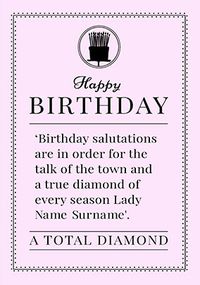 Tap to view A Total Diamond personalised Birthday Card