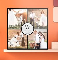 Tap to view 4 Photo Canvas Print with Text - Square, Black Border