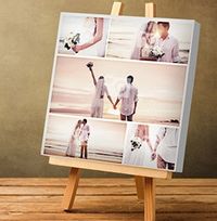 Tap to view 5 Photo Canvas Print with Text - Square, White Border
