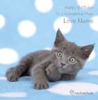 Tap to view Grey Kitten Wonderful Mum personalised Birthday card