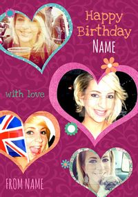 Tap to view Multi Photo Upload - Birthday Card Love Hearts