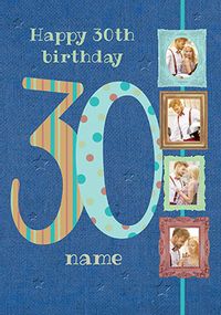 Tap to view Big Numbers - 30th Birthday Card Male Multi Photo Upload