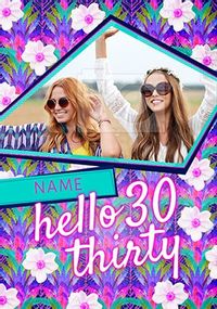 Tap to view Hello Thirty Pink Photo Birthday Card