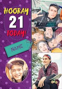 Tap to view Hooray! 21 Today Photo Birthday Card