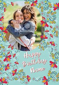 Tap to view Happy Birthday Floral Paisley Photo Card