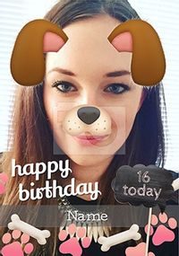 Tap to view Girls Dog Photo Filter Birthday Card