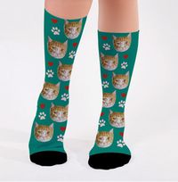 Tap to view Personalised Cats and Hearts Photo Socks