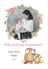 Tap to view Godmother cute photo Christening Card