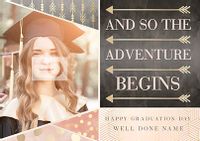 Tap to view All That Shimmers Photo Upload Graduation Card - Adventure