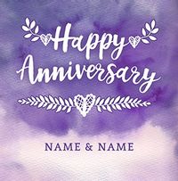 Tap to view Purple Haze Happy Anniversary personalised Card