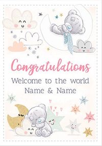 Tap to view Twin Girls - Welcome To The World Personalised Card