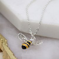 Tap to view Silver Plated Bee Necklace With Crystal Wings