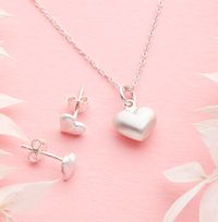 Tap to view Heart Necklace and Earring Set - Sterling Silver