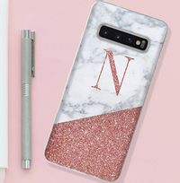 Tap to view Marble and Glitter Personalised Initial Samsung Phone Case