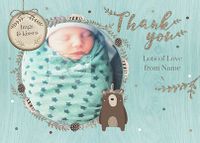 Tap to view Baby Boy Bear Photo Thank You Postcard