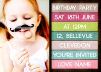 Tap to view Bright Colours Birthday Party Invitation Postcard - For Girls
