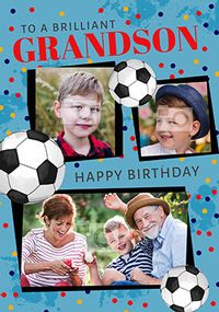 Tap to view Grandson Football Photo Birthday Card