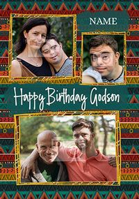 Tap to view Godson 3 Photo Birthday Card