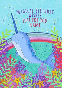Tap to view Narwhal Magical Birthday Wishes Personalised Card