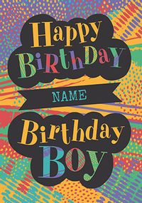 Tap to view Birthday Boy Patterned Personalised Birthday Card