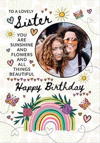 Tap to view Lovely Sister Rainbow Photo Birthday Card