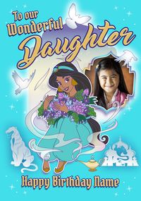 Tap to view Disney Platinum Princess Jasmine Photo Birthday Card