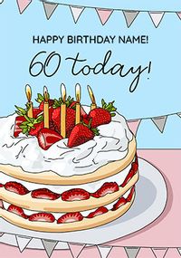 Tap to view 60 Today Strawberry Cake Personalised Birthday Card