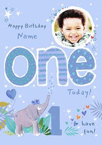 Tap to view Age 1 Personalised Elephant Blue Card