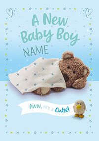 Tap to view He's A Cutie  New Baby Boy Personalised Card