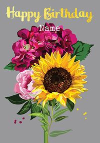 Tap to view Pink Flower Sun Flower Personalised Birthday card