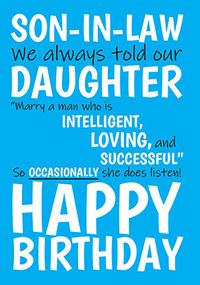 Tap to view Intelligent Son-In-Law Birthday Card