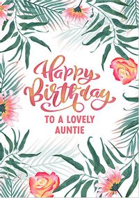 Tap to view Lovely Auntie Tropical Birthday Card