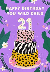 Tap to view 21 Birthday Wild Child Card