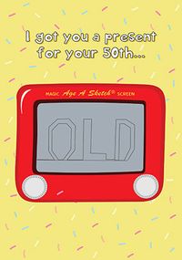 Tap to view 50th Sketch Present Birthday Card