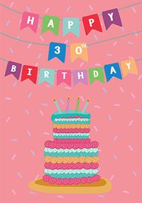 Tap to view 30th Cake and Birthday Banner Card