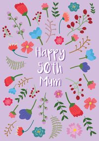 Tap to view Wildflowers Mum 50th Birthday Card