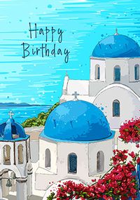 Tap to view Happy Birthday Santorini Card