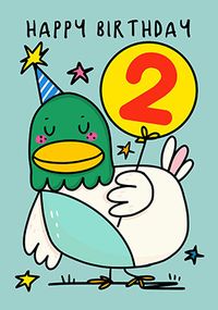 Tap to view Party Duck 2nd Birthday Card