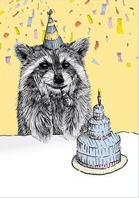 Tap to view Racoon Cake Birthday Card