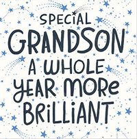 Tap to view Grandson a Whole Year More Brilliant Birthday Card