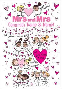 Tap to view Little Scribblers - Mrs and Mrs Wedding Card