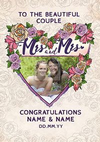 Tap to view Rosa Photo Congratulations Mrs & Mrs Wedding Card