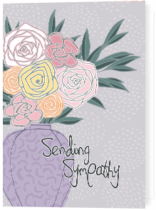 With sympathy flowers in vase card