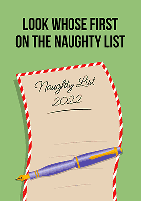 Flip Reveal Naughty List Personalised Christmas Card