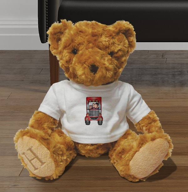 ZDISC Henry Personalised Bear - Photo Upload Red Truck